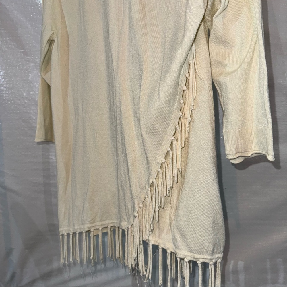Ruby Rd. Cream Cowl Neck Sweater with Fringe - Picture 3 of 5
